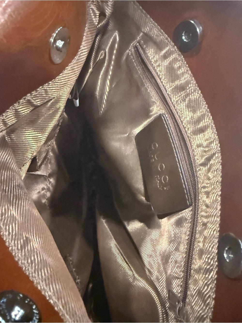 Vintage Gucci Inspired Brown Leather Tote Bag Large Shoulder Bag Satchel Purse - Picture 6 of 8